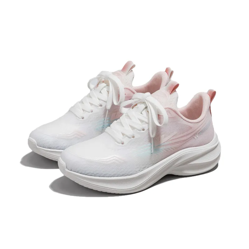 Warrior Cushioning And Breathable Low Top Casual Running Shoes Women's White Pink-2