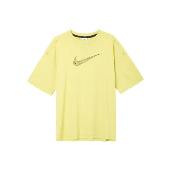Nike SS22 Sportswear Swoosh Logo Print Retro Crewneck T Shirt 'Light Yellow'