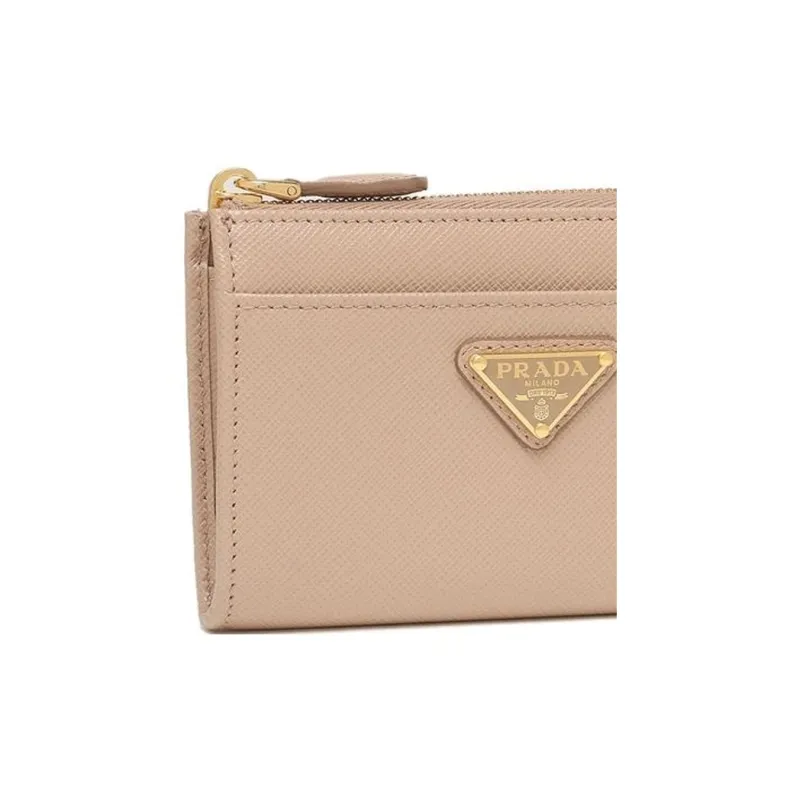 PRADA Leather Wallet Women's Pink-2