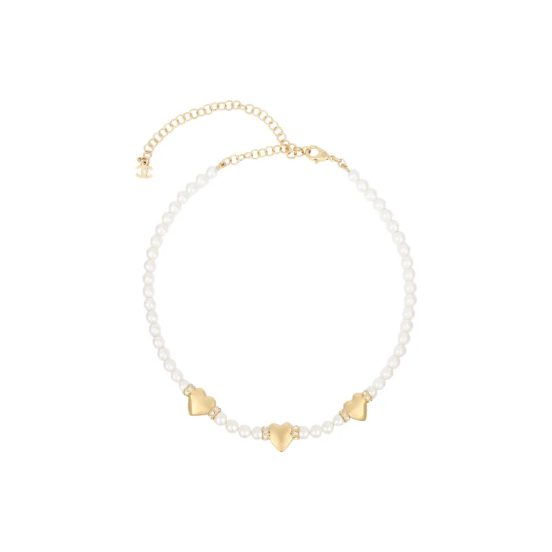 CHANEL Pearl Necklaces Unisex Gold/White-2
