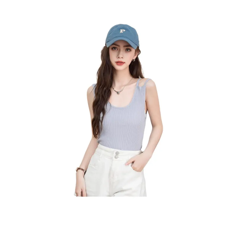 FAWENXIANGZI Tank Tops Women's Light Blue-0
