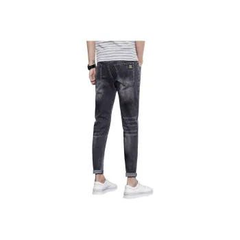 YUQIAN Jeans Men Gray Ankle Length Pants