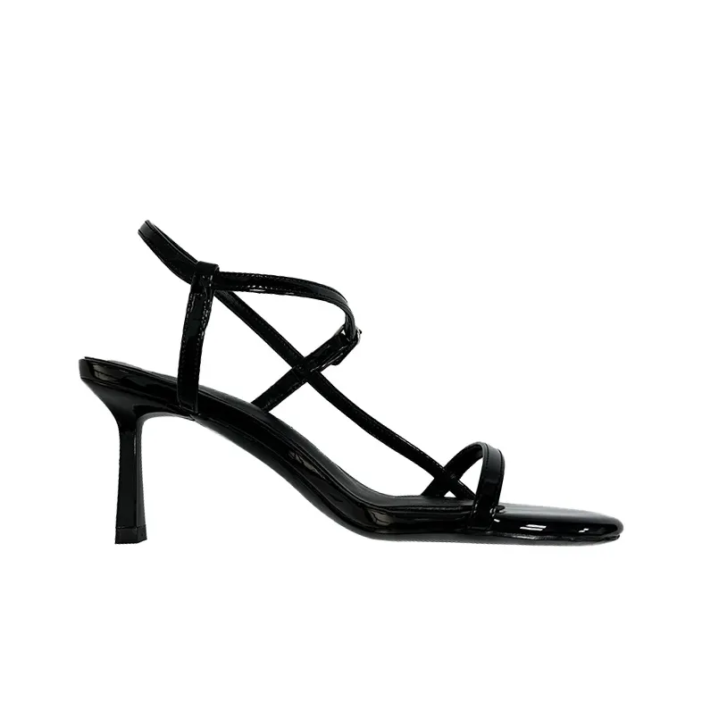 MABEL&CO One Strap Sandals 6cm Women's Black-3