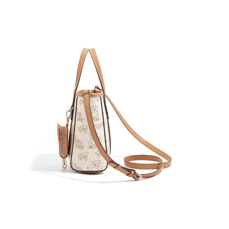 NOISY TEDDY PVC Tote Bag, Crossbody Bag, Shopping Bag, Shoulder Bag, Handbag Women's Light Pink/Pink/Apricot-8
