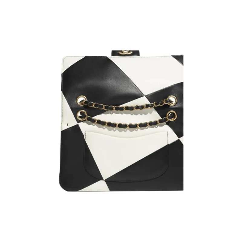 CHANEL Classic Flap CF Lambskin Handbag, Shoulder Bag, Crossbody Bag Regular Women's Black White-2