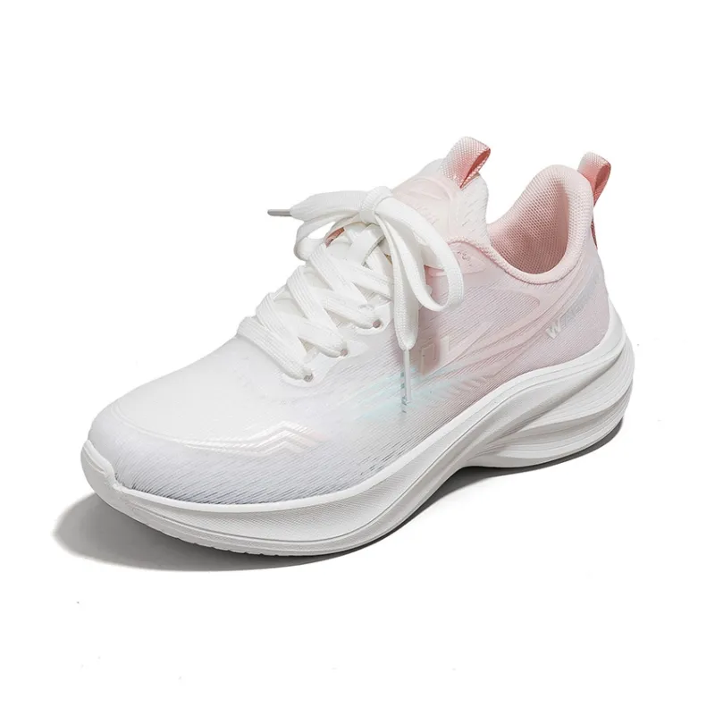 Warrior Cushioning And Breathable Low Top Casual Running Shoes Women's White Pink-1