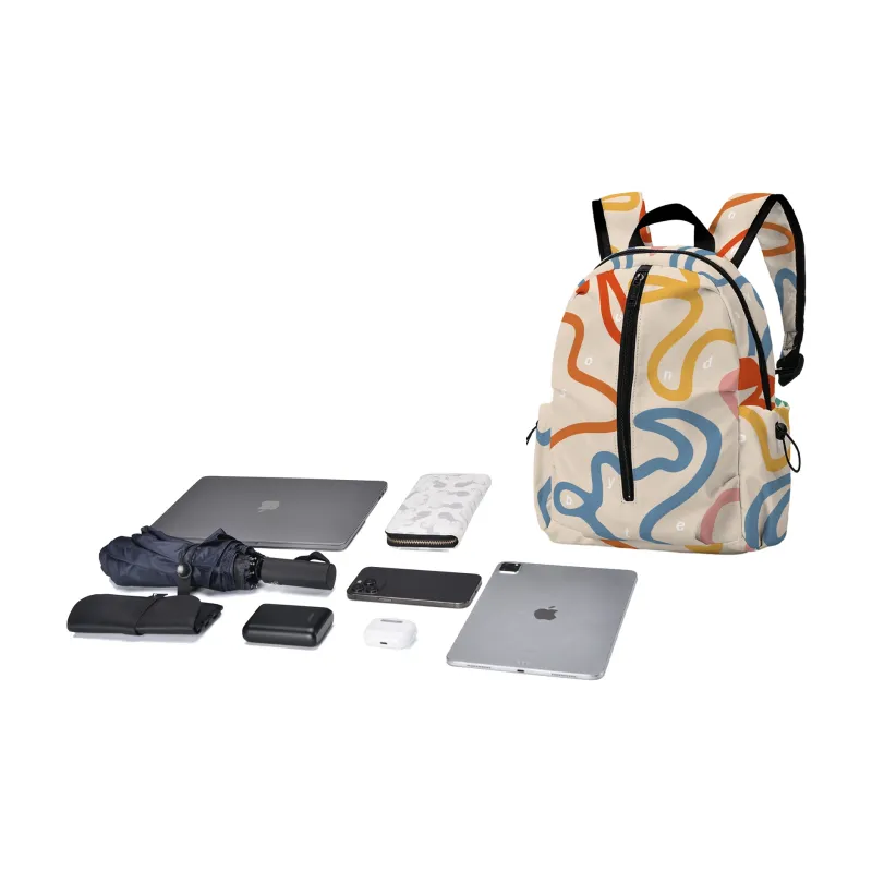 DRACONITE Polyester Backpack Regular Unisex Ecru-29