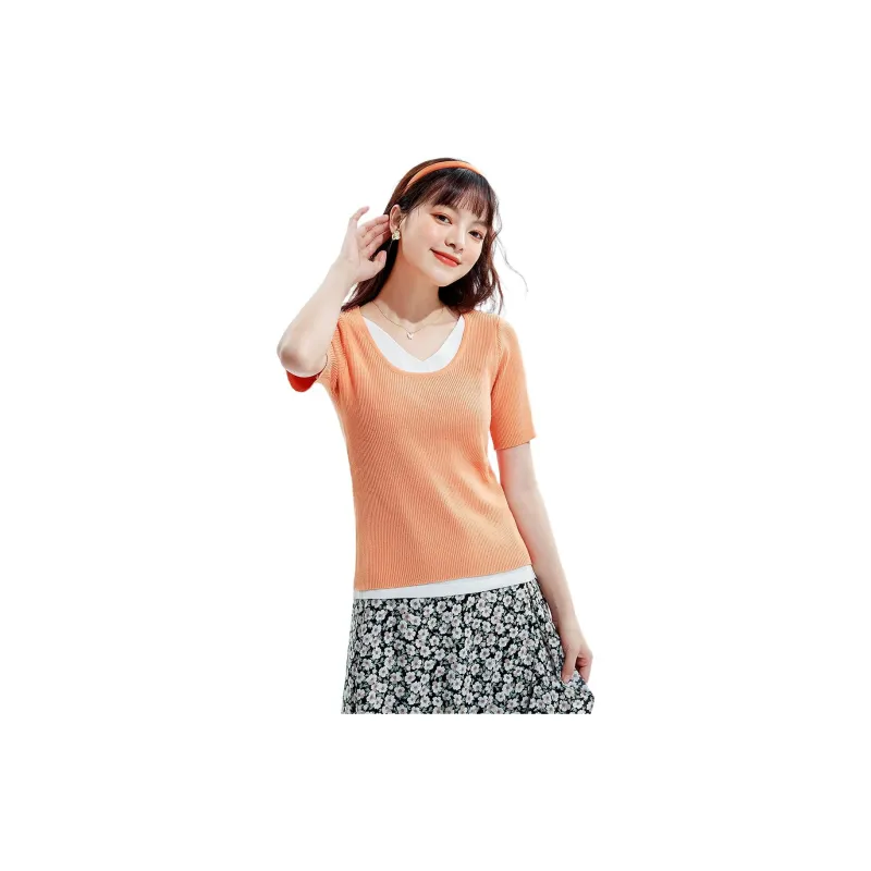 FAWENXIANGZI T Shirts Women's Orange-0