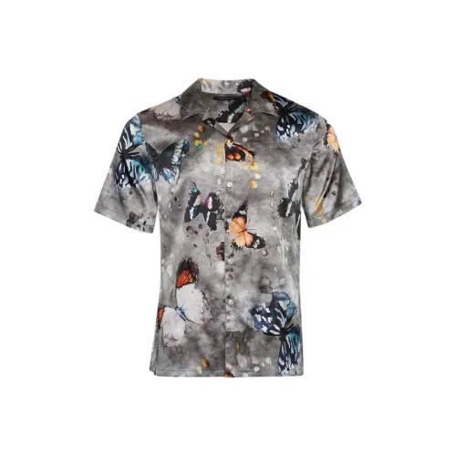NAHMIAS Butterfly Silk Short Sleeve Button Down Shirt