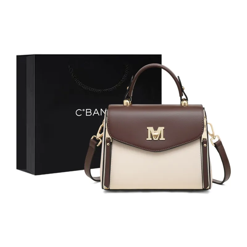 C°BANNER Split Cow Leather Shoulder Bag, Crossbody Bag, Handbag Regular Women's Ecru Coffee-0