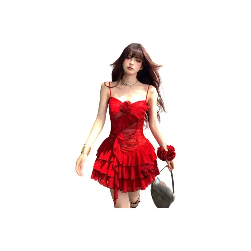 FLIM Slip Dresses Women's Red