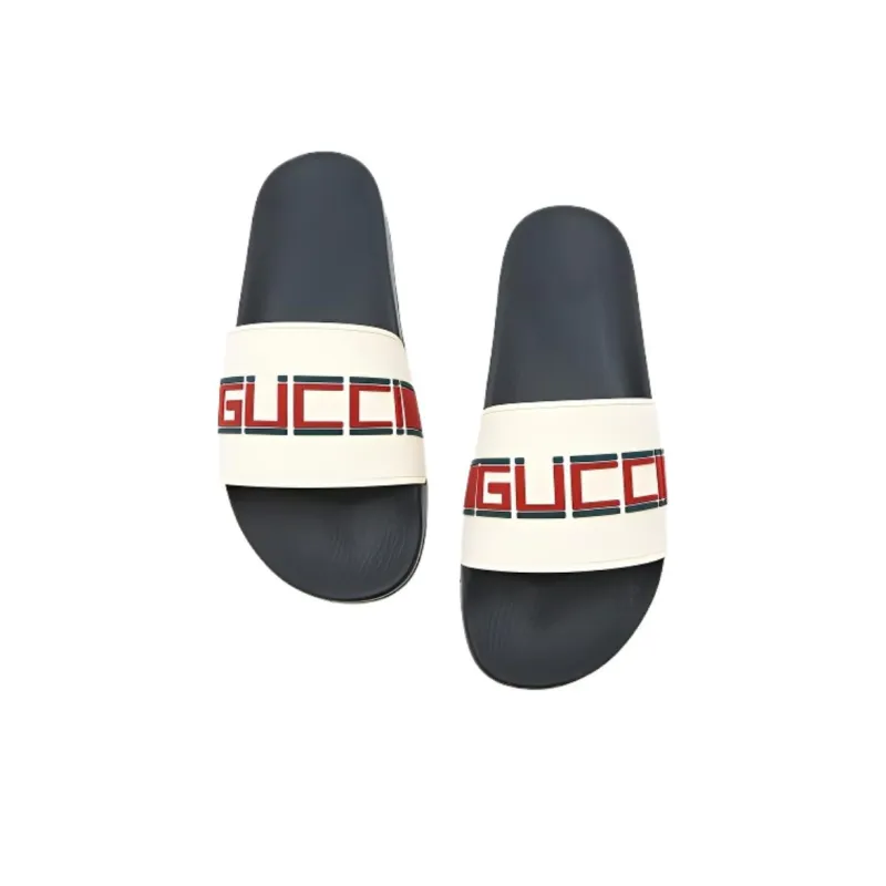 GUCCI Stripe Rubber Slide Sandal 'White Red Green'-4