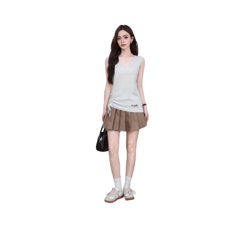 FAWENXIANGZI Tank Tops Women's Light Gray-0