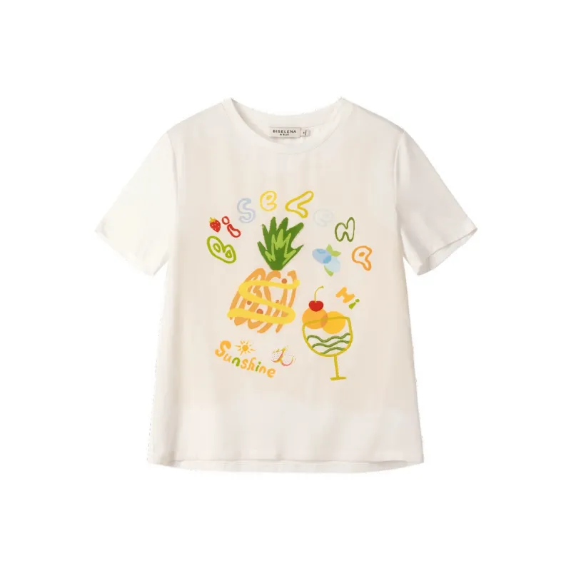 Bethine ['Pineapple' Calm And Unperturbed] T Shirts Women's White-0