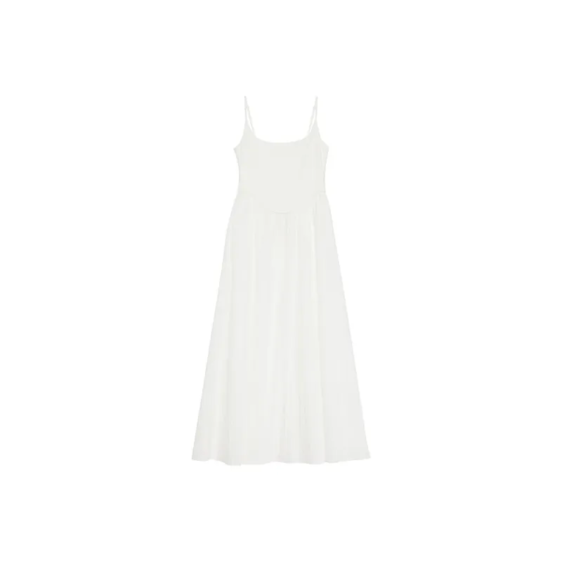 MPOX Slip Dresses Women's White Long Skirt-0