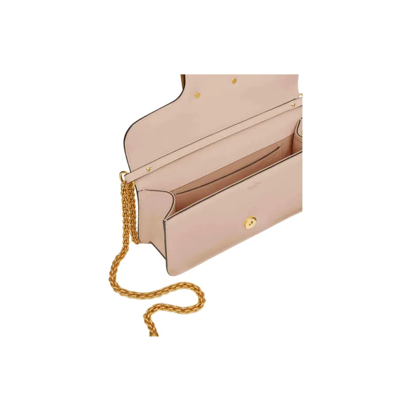 Valentino Buffalo Leather One Shoulder Handbag Women's Nude Pink-5