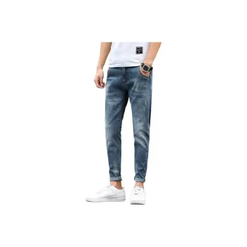 YUQIAN Jeans Men Light Blue Ankle Length Pants