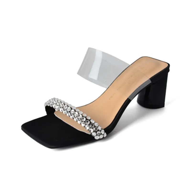 TATAYA Rubber Sole Rhinestone Slip Resistant Slide Slippers Women's-4