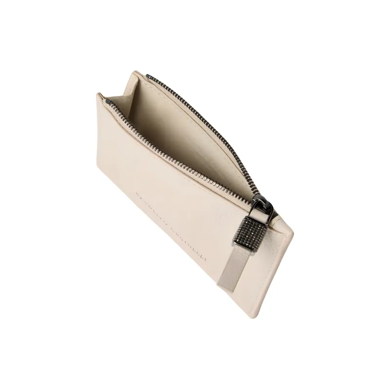 Brunello Cucinelli Leather Card Holder Women's Ivory-2