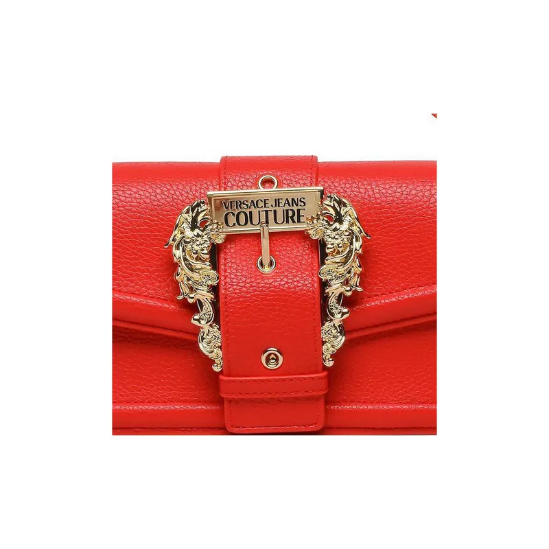 VERSACE JEANS COUTURE Litchi Grain Leather Shoulder Bag, Crossbody Bag, Handbag Trumpets Women's Red-4