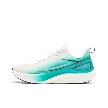 QIAODAN Cushioning, Slip Resistant, And Abrasion Resistant Low Top Long Distance Running Shoes Men's White Green