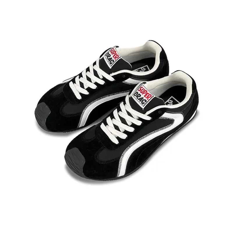 LuzaoT SUPER DRAG Lightweight Low Top Casual Shoes Unisex Black White-4