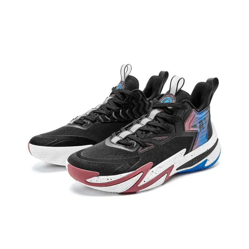 QIAODAN Broken Shadow 5 Cushioning, Wear Resistant Low Top Basketball Shoes Men's Black Cobalt Blue-2