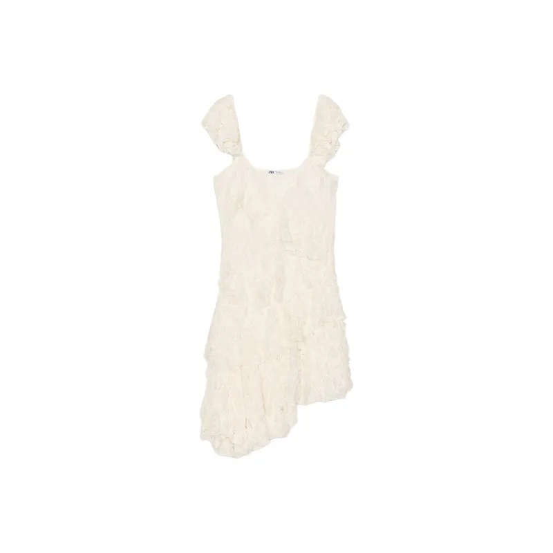 ZARA Sleeveless Dresses Women's Raw White-0
