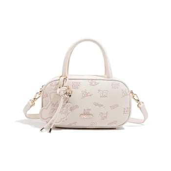 NOISY TEDDY PVC Shoulder Bag, Crossbody Bag, Handbag Women's Beige/Pink