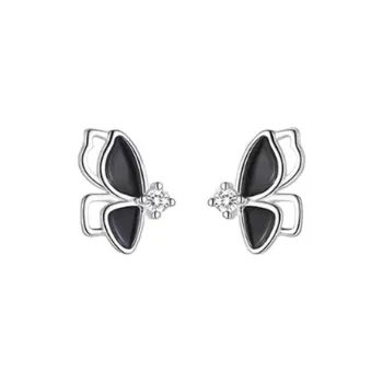 JKEM 925 Sterling Silver With Zircon Stud Earrings Unisex
