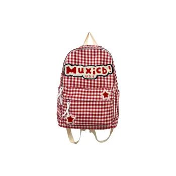 WICKBUEN Nylon Backpack Regular Unisex Red White Plaid/Black White Plaid