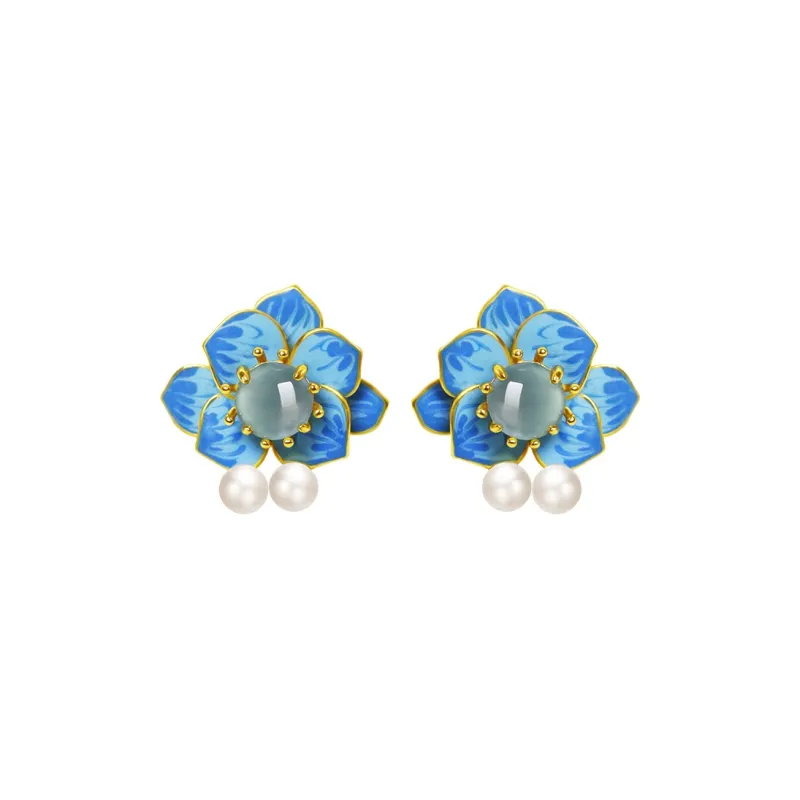 Princess Cui Ice Type Jadeite Stud Earrings Women's-0