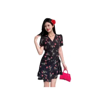 Flowers In Water Short Sleeved Dress Women's