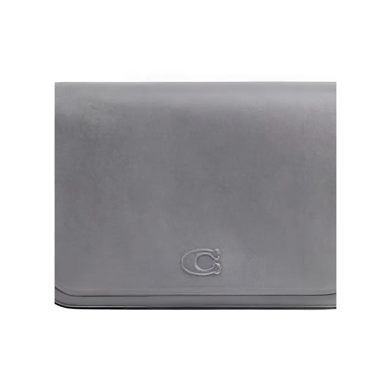 COACH Leather Paneled Canvas Messenger Bag, Crossbody Bag, Shoulder Bag Medium Size Unisex Gray Blue-4