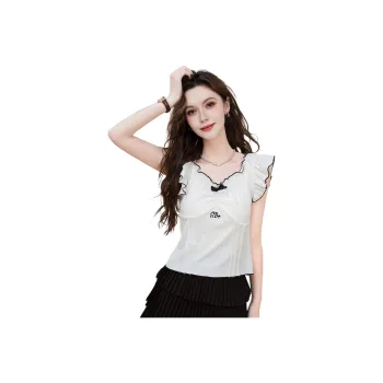 FAWENXIANGZI Flutter Sleeve T Shirt Women's
