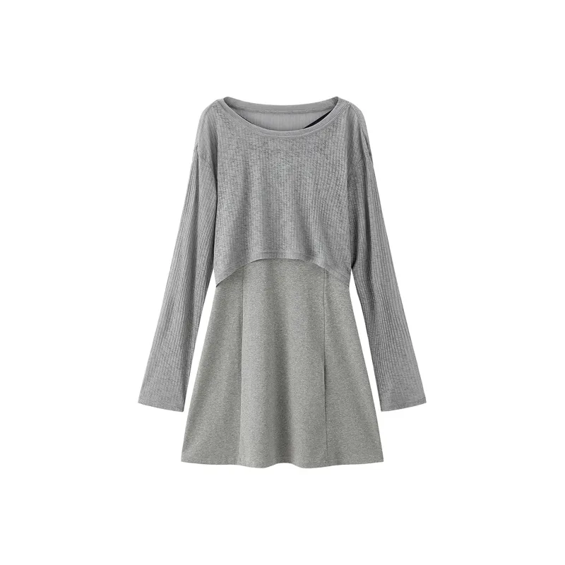 LEDIN Two Piece Skirt Sets Women's Silver Candle Gray-0