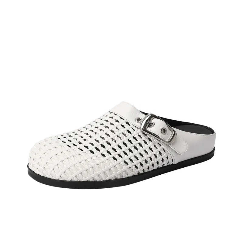 Mulinsen Stitching Cut Out Woven Abrasion Resistant Closed Toe Slippers Women's-0