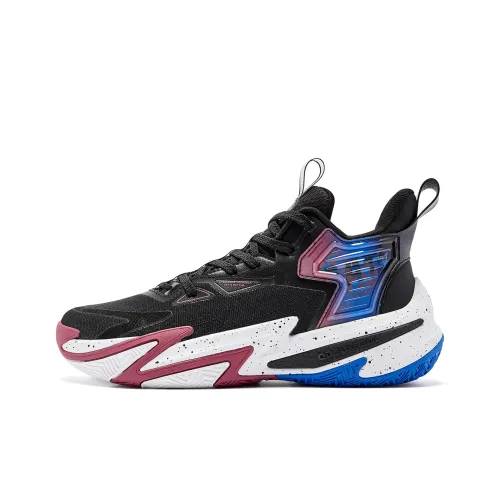 QIAODAN Broken Shadow 5 Cushioning, Wear Resistant Low Top Basketball Shoes Men's Black Cobalt Blue