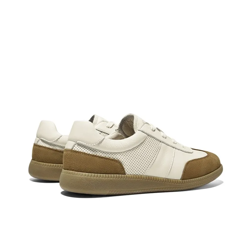 Hautton Jeans Lightweight Low Top Skateboard Shoes Men's White Brown-3