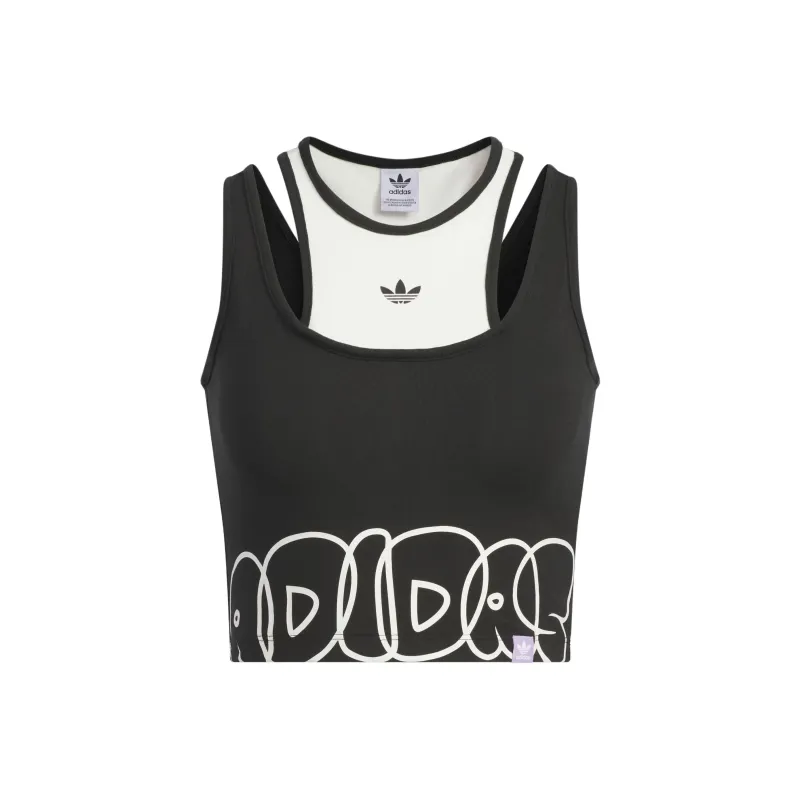 Adidas Originals CITY SKATETop TANK Sport Vests Women's Black/Pink/White-0