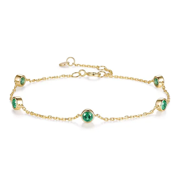 JIUXIAOJIANG Cultivated Emerald Bracelets Women's Green-1