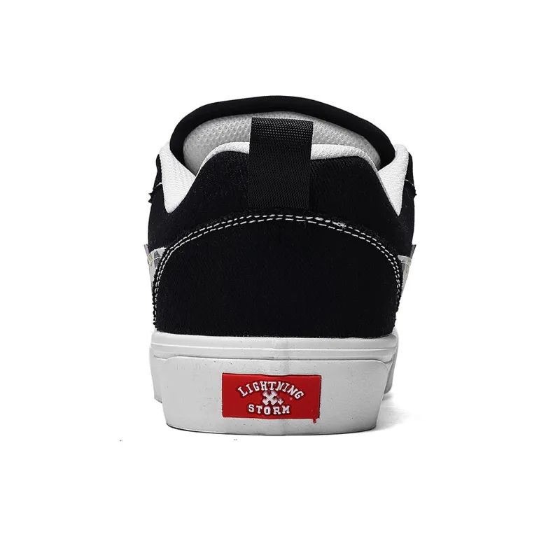 DUEPLAY Low Top Skateboard Shoes Unisex Black White-3