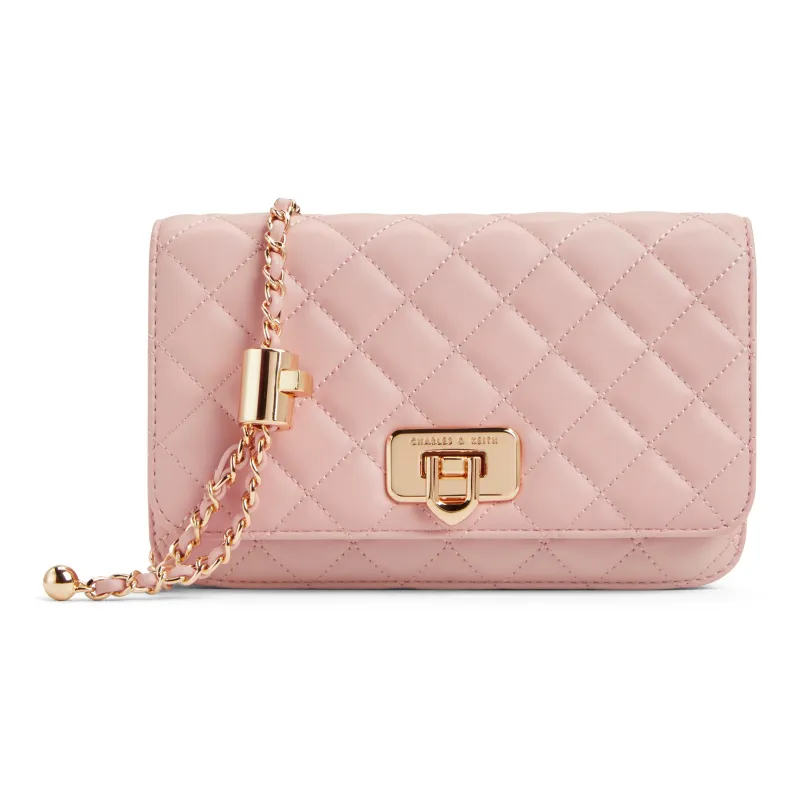 CHARLES&KEITH PU Small Square Bag Shoulder Bag Regular Women's Black/Beige/Cream Milk White/Pink-18