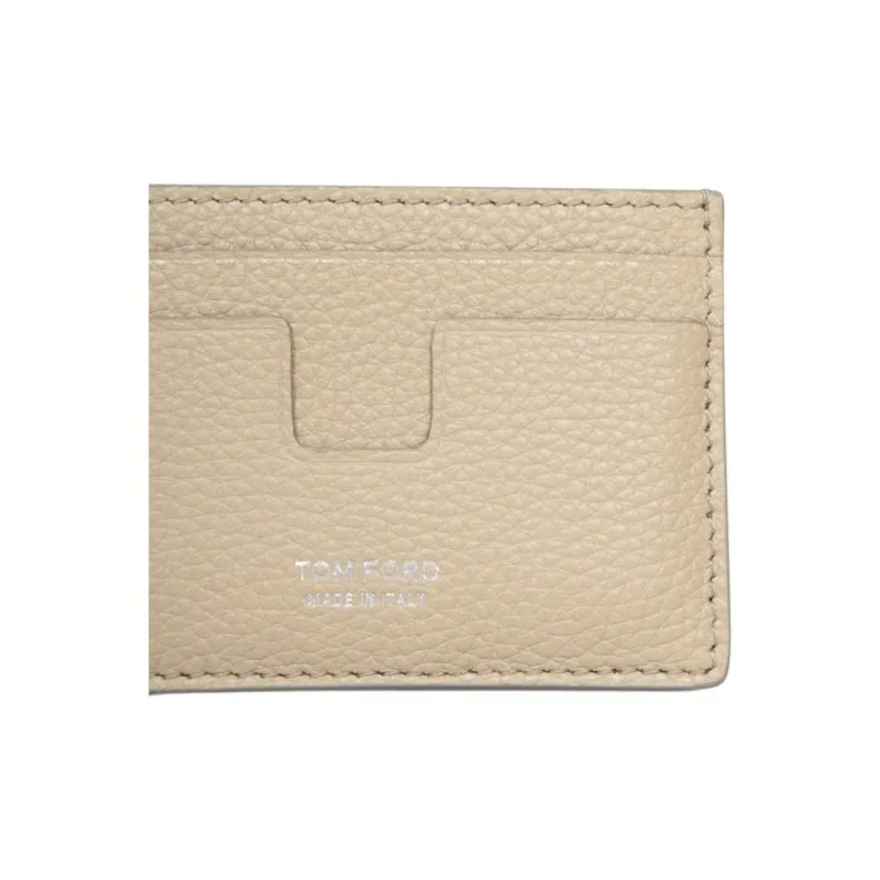 TF Calfskin Card Holder Men's Beige-3