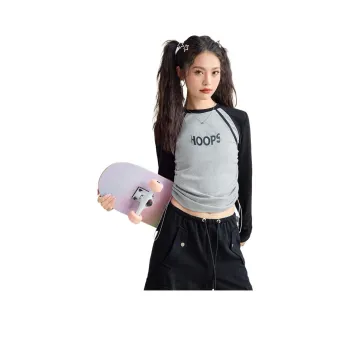 FAWENXIANGZI Crop Tops Women's Gray