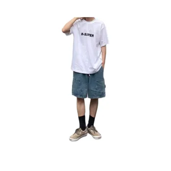 BENGEN Denim Shorts Unisex Blue