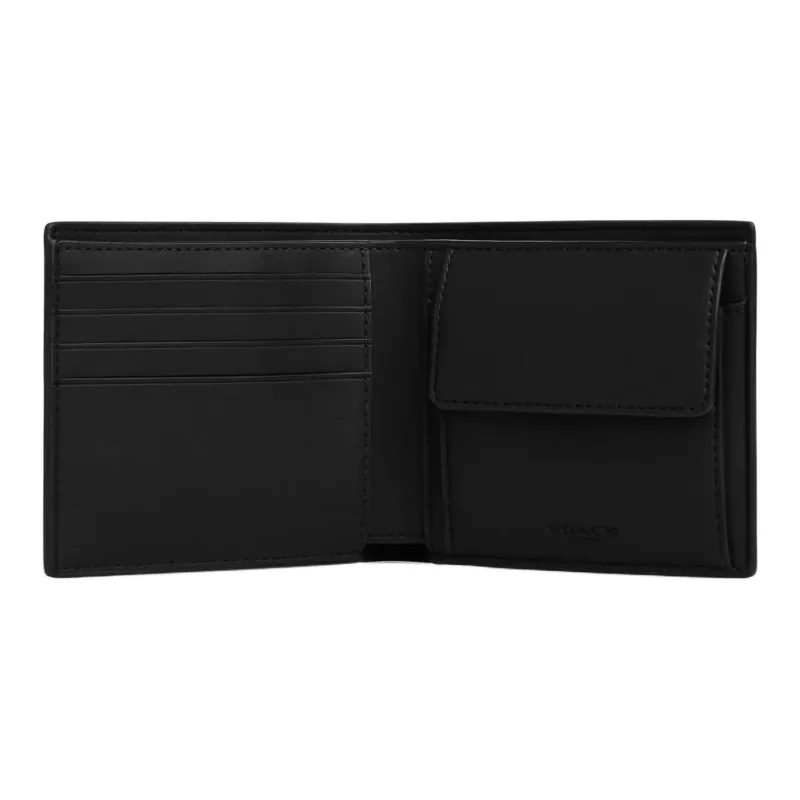 COACH Signature Coated Canvas Wallet Mini Men's Black Gray-1