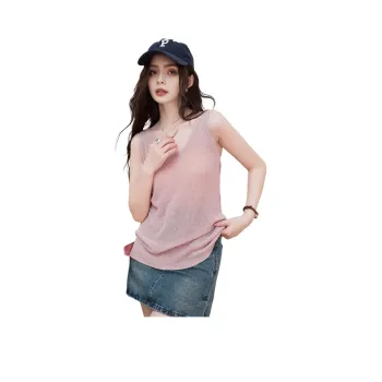 FAWENXIANGZI Tank Tops Women's Pink