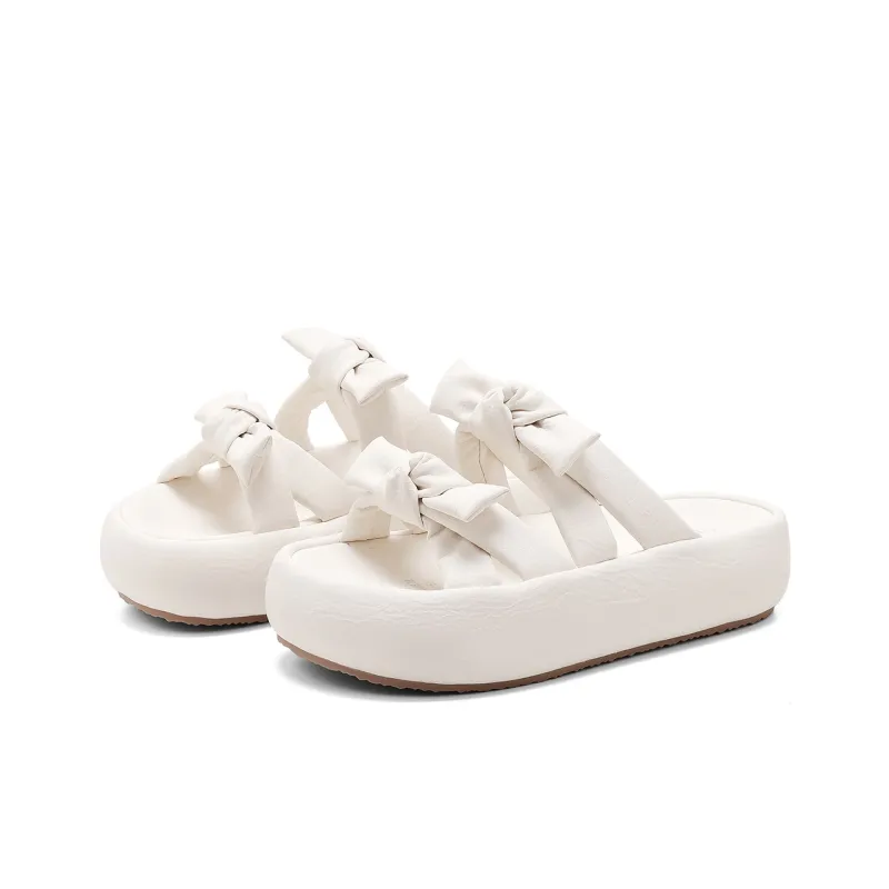 C°BANNER Rubber Sole Leather Patchwork Slide Slippers Women's-2