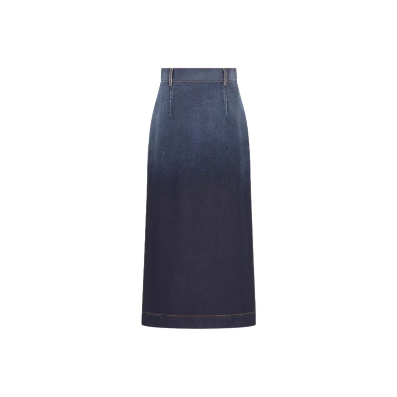DIOR Denim Long Skirts Women's Blue-0